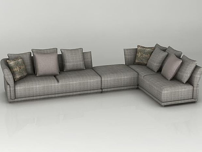 灰色拐角沙发模型3d模型