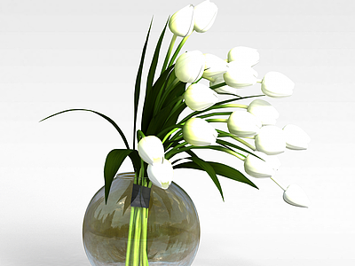 3d郁金香鮮花瓶模型