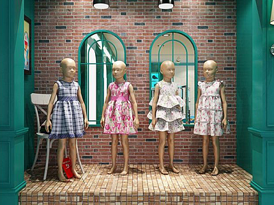 3d儿童服装精品厨窗模特模型