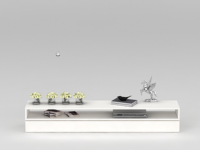 白色电视柜矮柜模型3d模型
