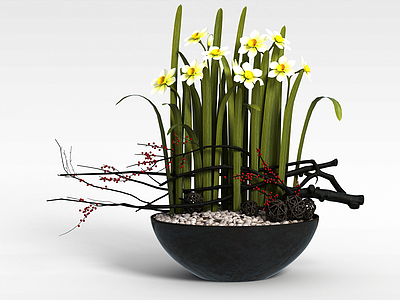 3d花卉盆栽模型