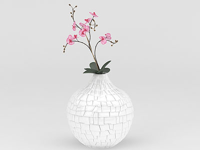 3d粉色蝴蝶兰花瓶免费模型
