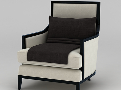 美式简约单人沙发椅模型