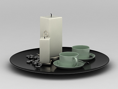 3d茶杯和蜡烛台免费模型