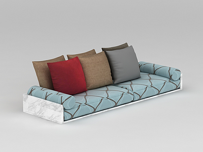 中式沙发榻抱枕组合模型3d模型