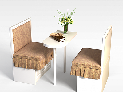 休闲茶餐厅桌椅模型3d模型