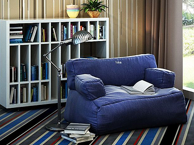 创意懒人沙发书柜组合3d模型