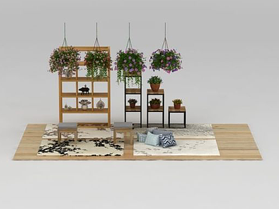 3d花架植物盆栽模型