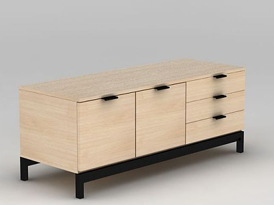 日系木纹矮柜3d模型