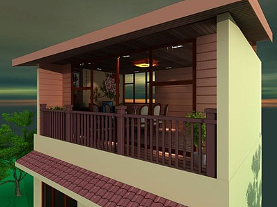 3d木屋茶室模型