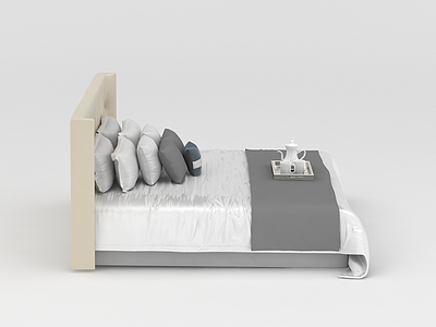 3d简约双人大床免费模型
