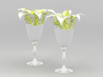 酒杯花卉模型3d模型