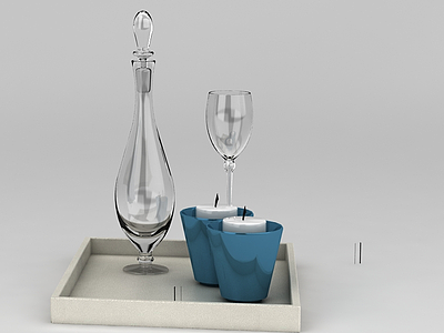 餐厅红酒杯装饰蜡烛模型3d模型