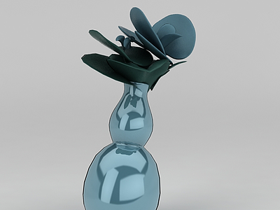 3d蓝色花瓶摆件免费模型