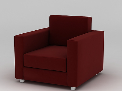 3d酒红色单人沙发免费模型