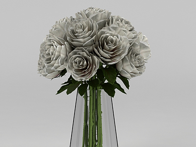 玫瑰花束装饰花瓶模型3d模型