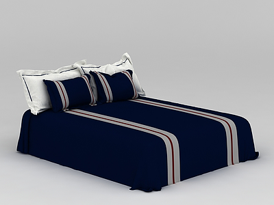 深蓝色床具模型3d模型