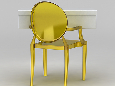 3d黄色透明塑料单椅免费模型