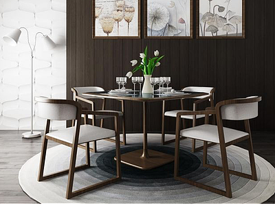3d家用餐厅桌椅模型