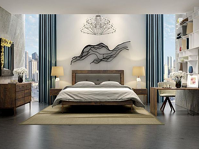 中式床具创意吊灯组合模型3d模型