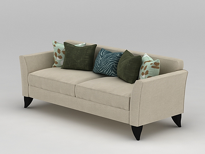 简约米色双人沙发模型3d模型