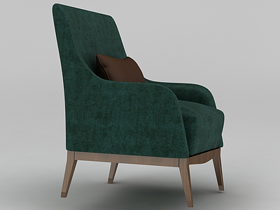 3d美式墨绿色沙发椅免费模型