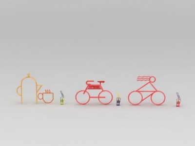 3d创意<font class='myIsRed'>自行车</font>回型针摆件模型