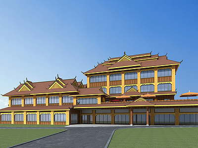 3d傣族酒店模型