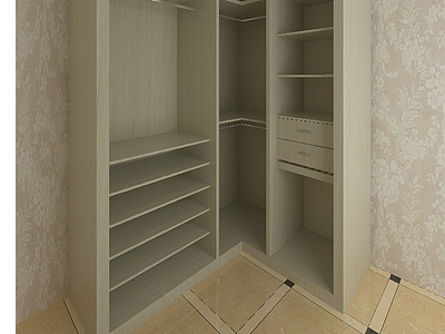 实木转角衣柜3d模型