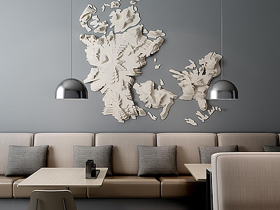 休闲餐厅超现代纸质墙饰3d模型