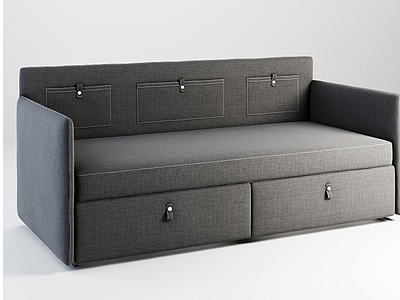 新中式灰色布艺沙发模型3d模型