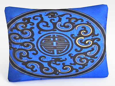 3d蓝色刺绣抱枕模型