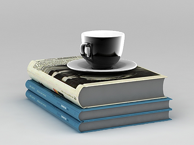 3d书籍和水杯免费模型