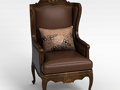 3d欧式皮艺雕花沙发椅模型