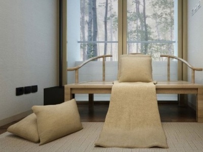 新中式原木沙发茶几3d模型