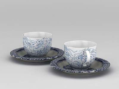 印花陶瓷茶杯模型3d模型
