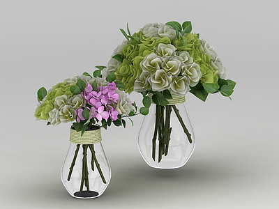 3d鲜花花瓶装饰模型
