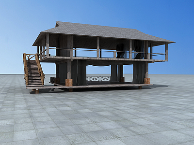 3d二层木屋房子模型