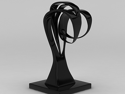 现代黑色陶瓷艺术摆件模型3d模型
