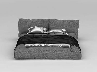 灰色舒适榻榻米床具3d模型