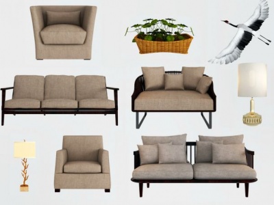 现代休闲沙发组合3d模型