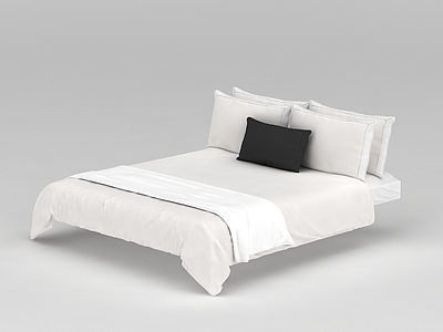 3d酒店客房简约双人床免费模型