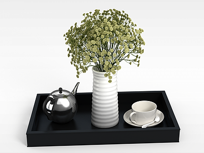 满天星花卉茶具组合模型3d模型