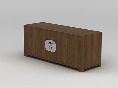 3d中式简约实木边柜模型