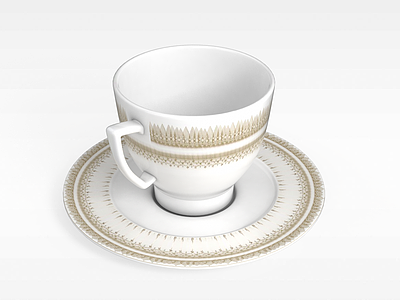 高档印花陶瓷茶杯模型3d模型