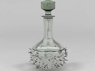 3d创意带刺玻璃瓶模型