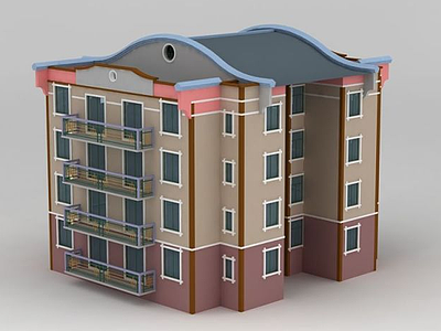 3d四层楼房模型