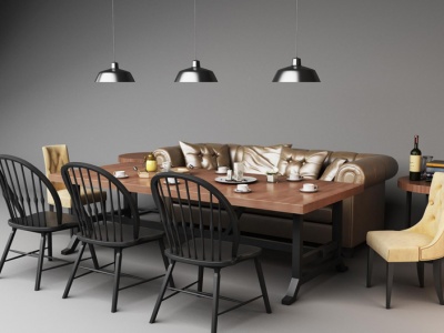 3d休闲餐桌椅沙发组合模型