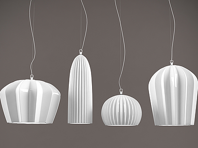 现代白色陶瓷吊灯3d模型