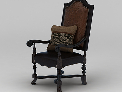 美式古典扶手椅模型3d模型